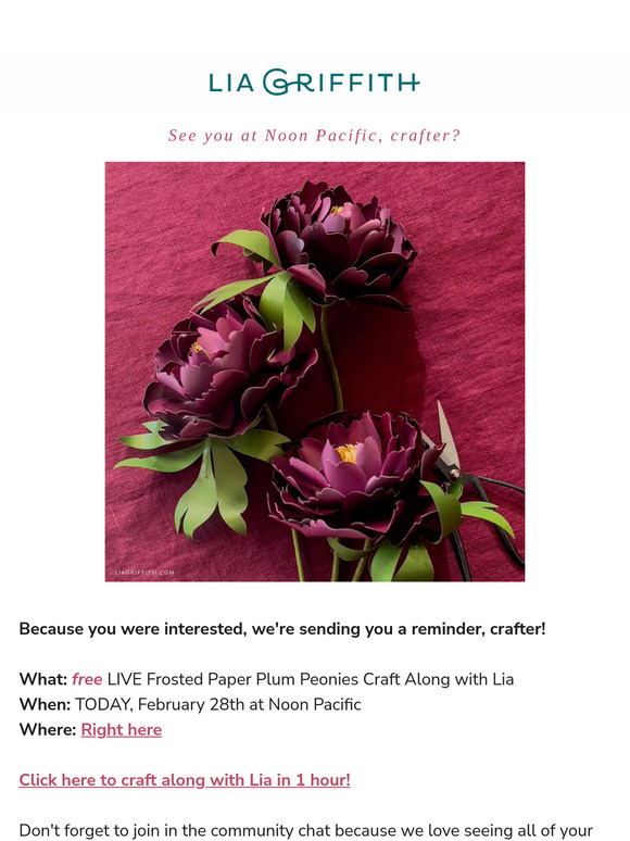 1 hour until the frosted paper peony workshop 🤗