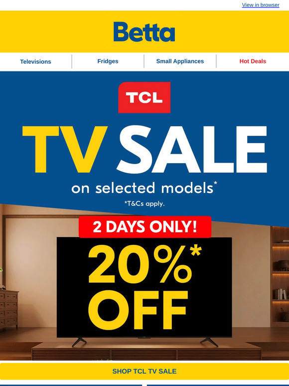 🚨 2 DAYS ONLY – Save Up to 20% on TCL TVs! 🚨
