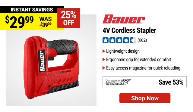 BAUER 4V Cordless Stapler