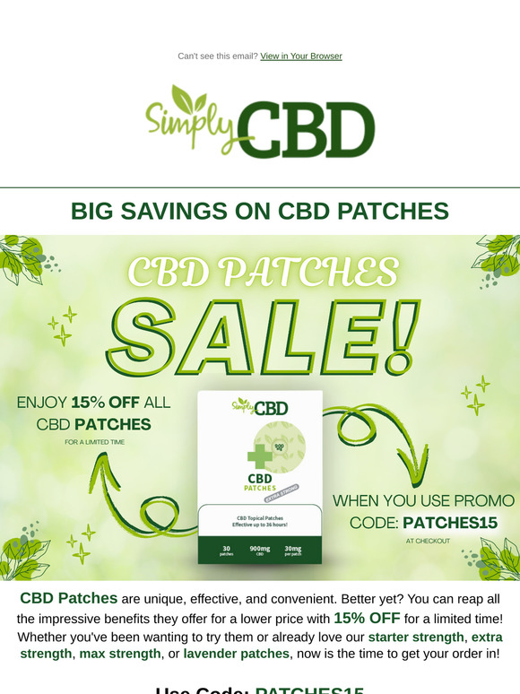 Don’t Miss Out: 15% Off CBD Patches 🌱