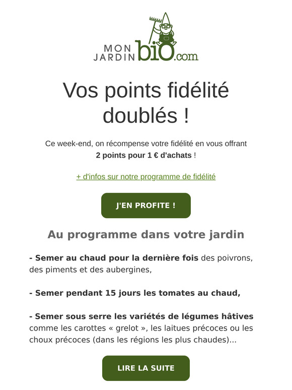 💚 Vos points fidélité doublés ce week-end