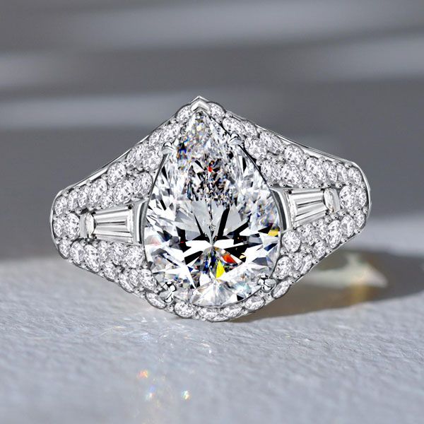 Italo Micro Pave Pear Shaped Large Cocktail Rings Vintage