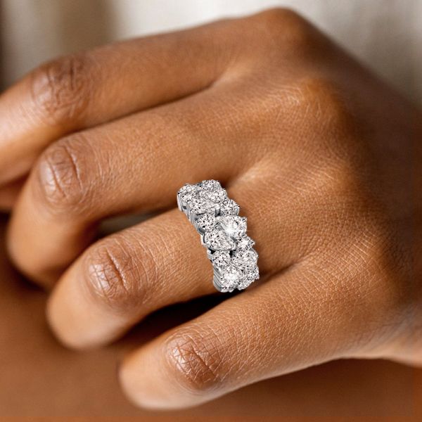 Italo Round & Pear Shaped Half Eternity Band Anniversary