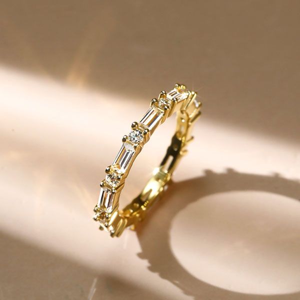 Italo Baguette Cut Eternity Wedding Band Dainty Wedding Band