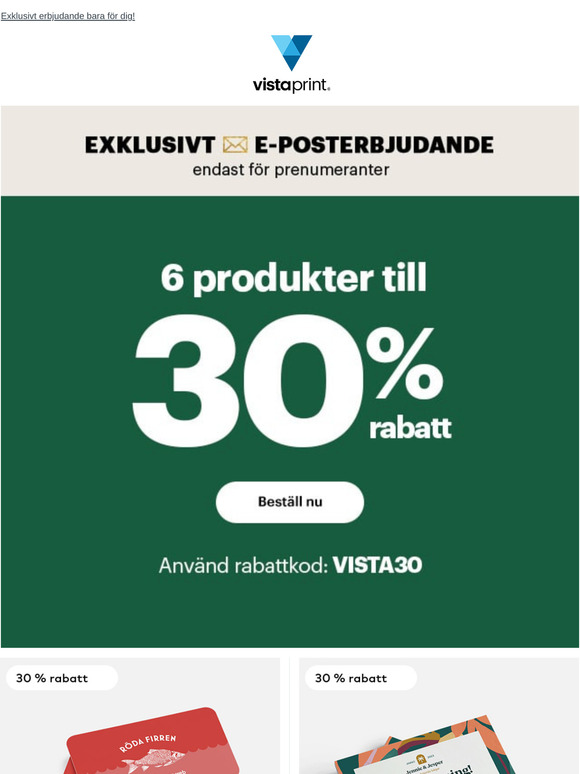 Upphör imorgon | 6 produkter till 30 % rabatt
