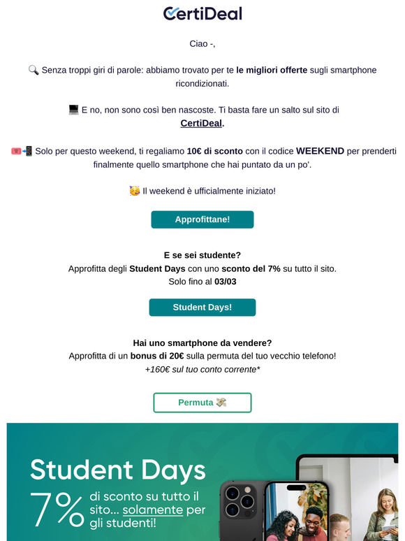 🎉 Lo vuoi? È tuo! -10€ di sconto solo per questo weekend🚀