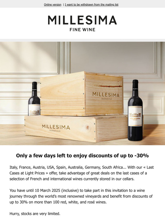 Last days: « Last Cases at Light Prices »