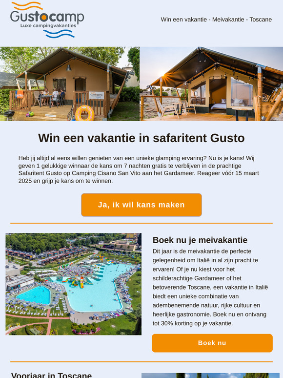 Win een vakantie in safaritent Gusto