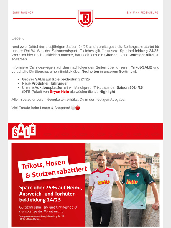 Jahn Fanshop | Aktuelle Trikots, Hosen & Stutzen rabattiert ⚪🔴