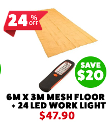 Mesh Flooring 6m x 3m + Illuminator 24 LED Work Light