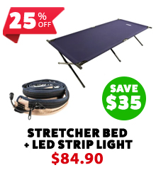 Camping Stretcher Bed + LED Strip Light