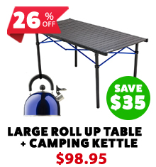 Large Aluminium Roll Up Camping Table + Camping Kettle