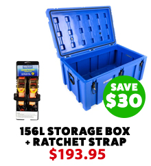 156L Storage Box + Hercules Heavy Duty 3m Ratchet Strap (2 pack)