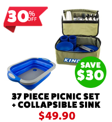 37 Piece Picnic Set + Collapsible Sink