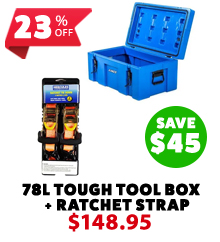 78L Tough Tool Box + Hercules Heavy Duty 3m Ratchet Strap (2 pack)