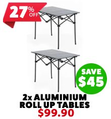 2x Aluminium Roll Up Camping Table