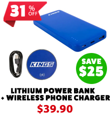 Lithium Power Bank 10000mAh Blue + 15W Wireless Phone Charger
