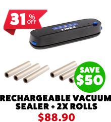 Rechargeable Lithium Vacuum Sealer + 2x Vacuum Sealer Rolls 3-Pack