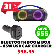 Bluetooth Boom Box + 85W USB Car Charger