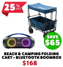 Beach & Camping Folding Cart + Bluetooth Boombox