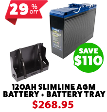 12V 120Ah Slimline AGM Battery + Battery Tray To Suit Slim Battery