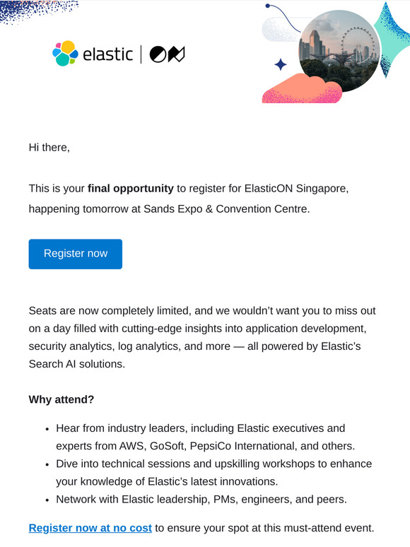 Last Chance to Register for ElasticON Singapore – Don’t Miss Out!