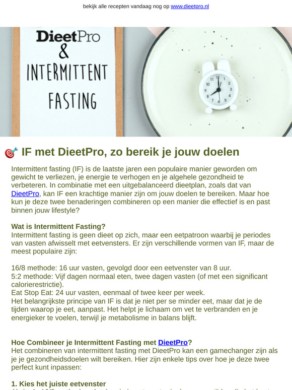 Intermittent Fasting en DieetPro