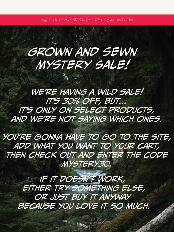 What is our "Mystery Sale" you ask?