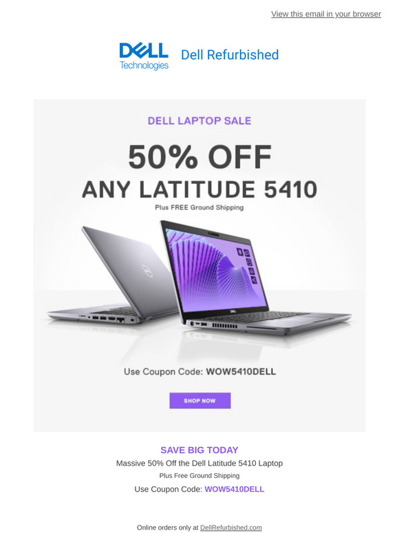 50% Off Latitude 5410 Laptop