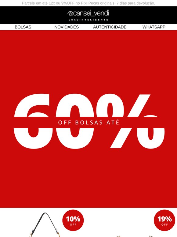 Bolsas até 60%OFF