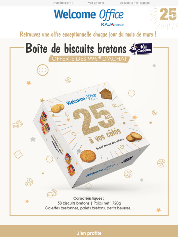 Boîte de biscuits Ker Cadélac offerte dès 99€HT