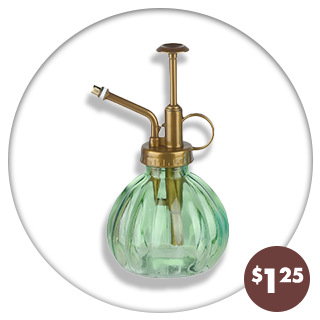 Green and gold glass plant mister