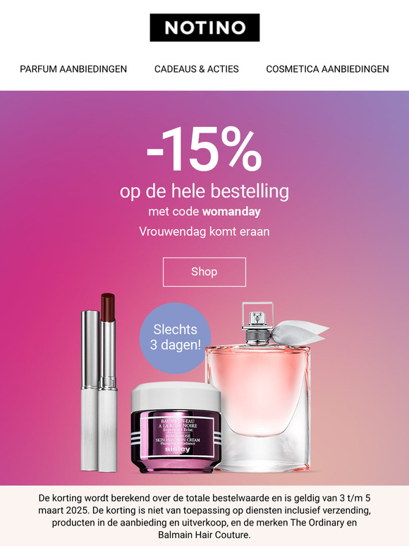 15% korting op je hele bestelling voor Internationale Vrouwendag
