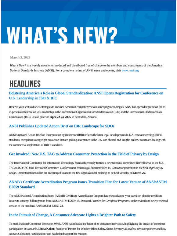 ANSI What's New March 3, 2025
