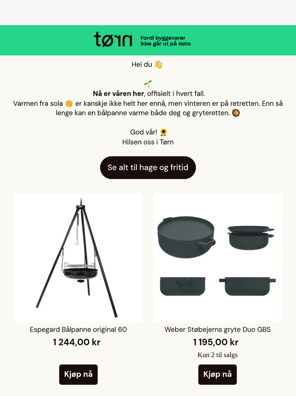 Espegard 🔥 Bålpanne 1244kr & mønebånd til 250kr 🏠