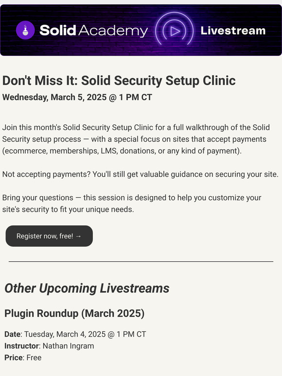 Secure Your Payment-Processing Site + More Live WordPress Training