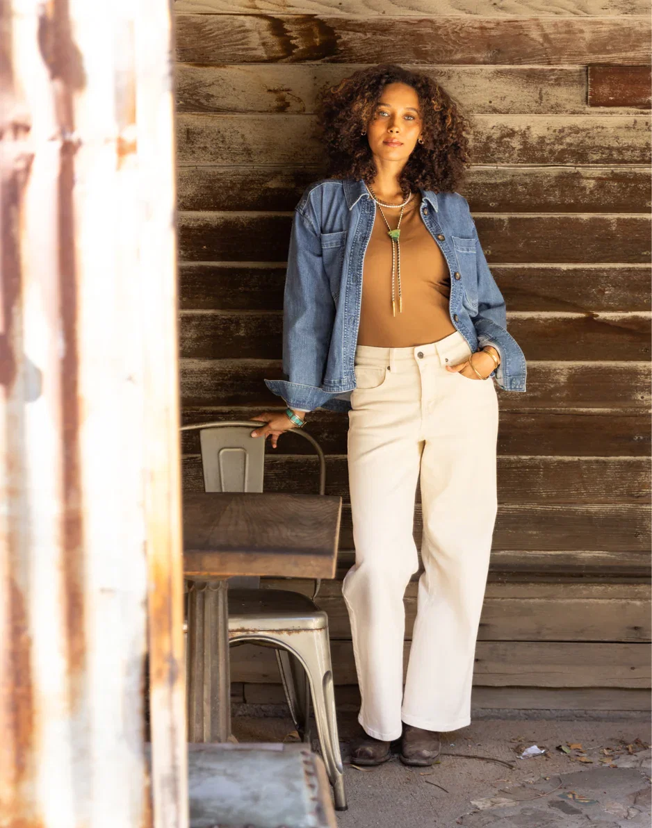 Audrey Wide Leg: Ecru