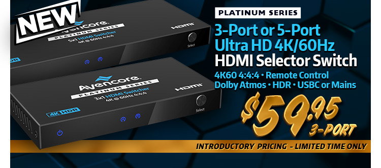 HDMI Selector Switches 4K60 HDR Dolby Atmos 3-Port or 5-Port