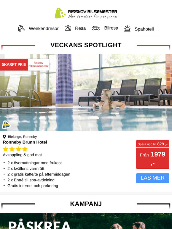 VECKANS SPOTLIGHT - 3 dagar från 1979,- Njut av spa och underhållning på historiska Ronneby Brunn!