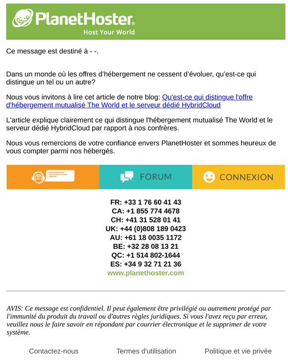 Qu’est-ce qui distingue l’offre d’hébergement mutualisé The World et le serveur dédié HybridCloud?