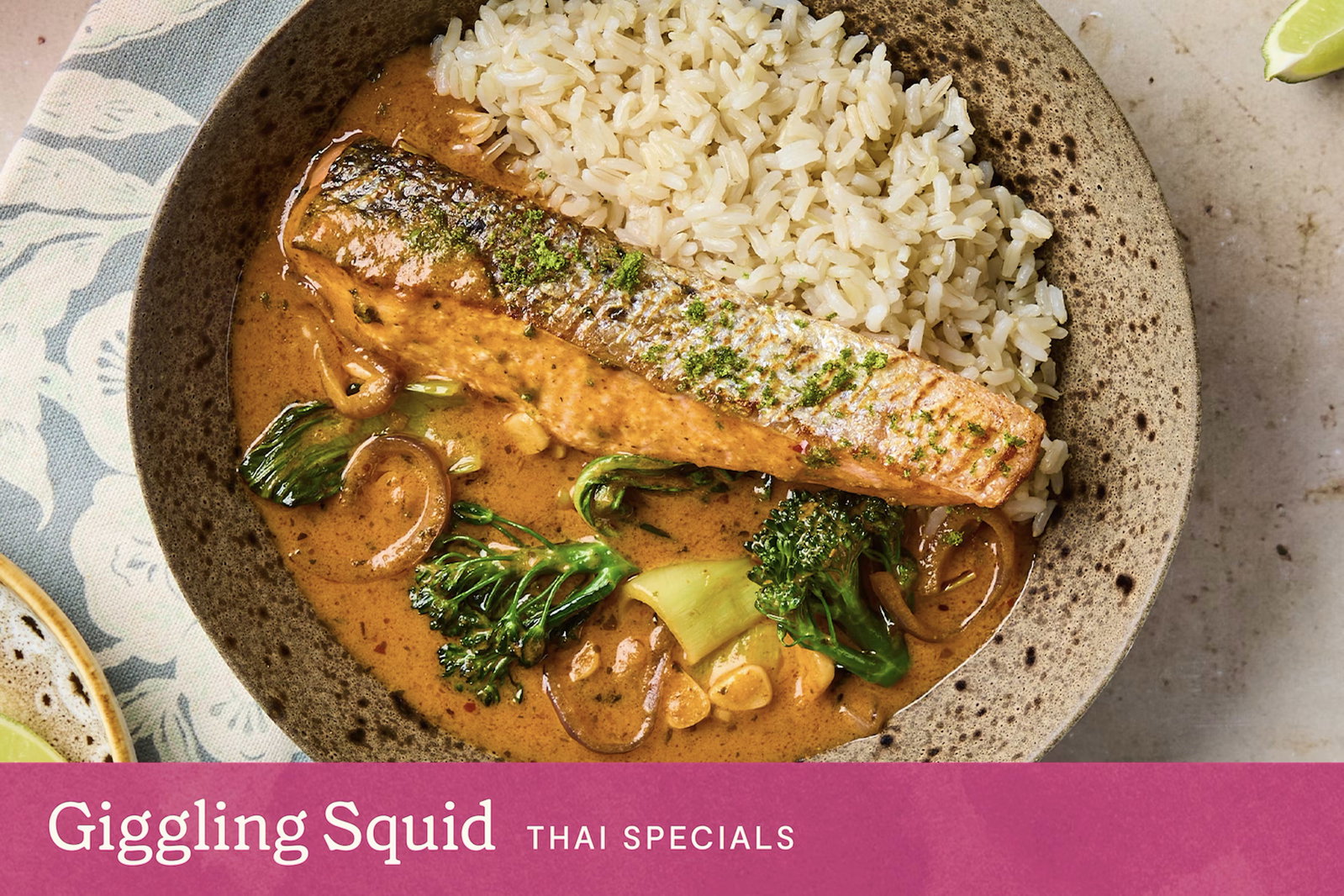Salmon Paneang Curry with Lime Rice