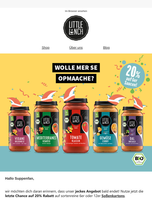 Nur noch heute 20% beim Soßenkauf sparen