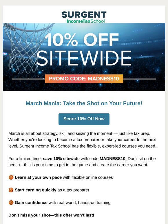 March Mania is Here! Score 10% Off Tax Prep Courses 🏀