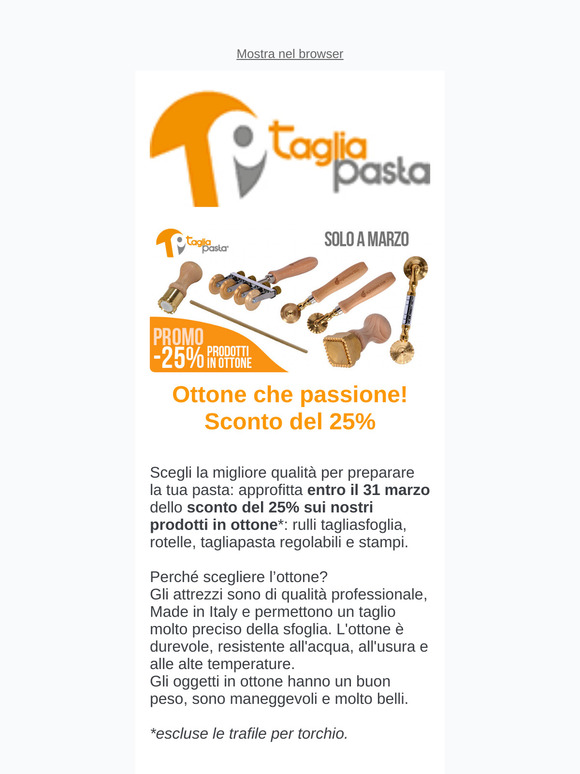 🥰 Ottone che passione! Sconto del 25% fino al 31/3