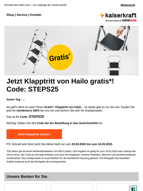 Für Sie: Klapptritt von Hailo gratis*