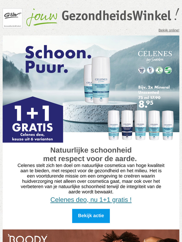 Celenes deo's 1+ 1 gratis én Boody 20% korting! Profiteer nu