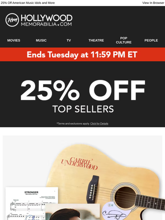 HURRY! Last Day To Save On Music Memorabilia