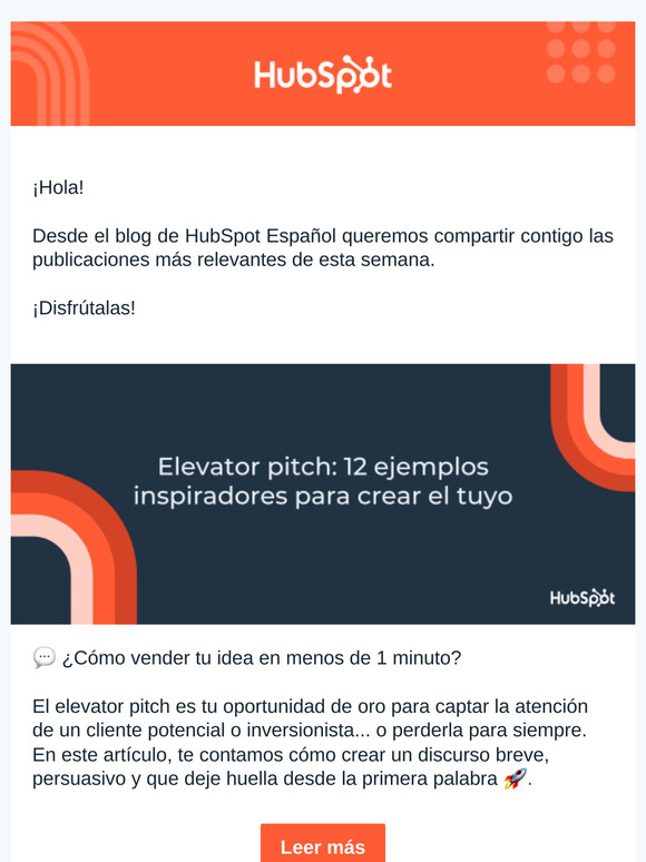Esta semana en el blog de HubSpot Español: aprende a crear tu elevator pitch con estos consejos