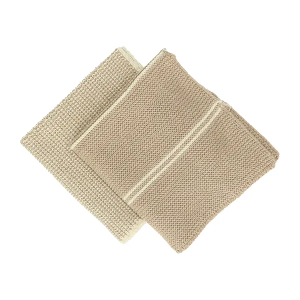 Lavettes, coton tricoté, sable, 2 pièces, 25 x 25 cm