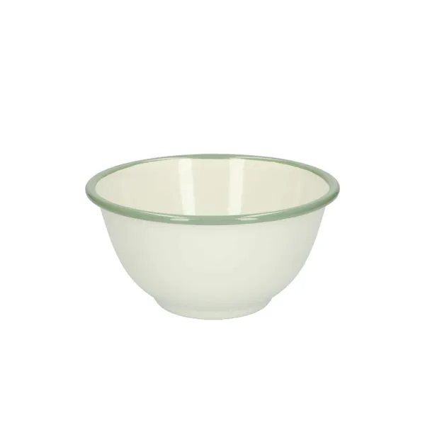 Bol en émail, gris-vert/blanc, Ø 15 cm